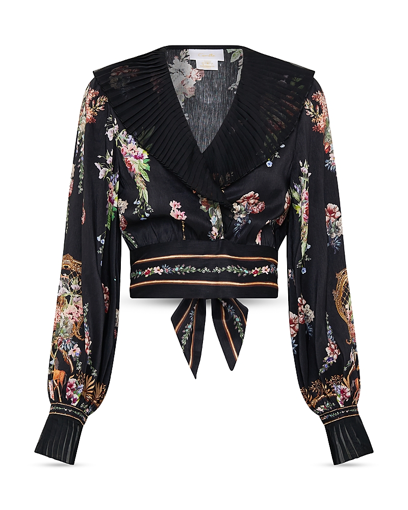 Camilla Linen Silk Floral Wrap Top