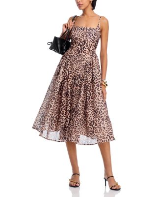 AQUA - Animal Print Midi Dress - Exclusive