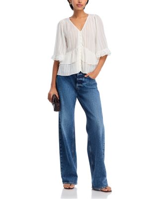 Ruffle Shadow Stripe Top - Exclusive