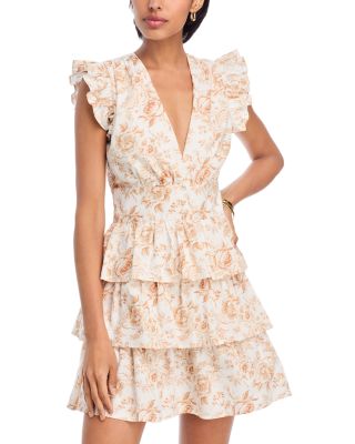 Floral Toile Ruffle Mini Dress - Exclusive
