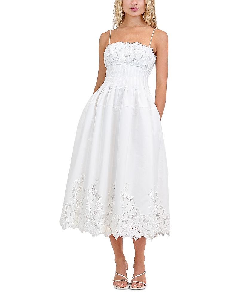 Simkhai Lilianna Sleeveless Lace Midi Dress White Multi In Gray
