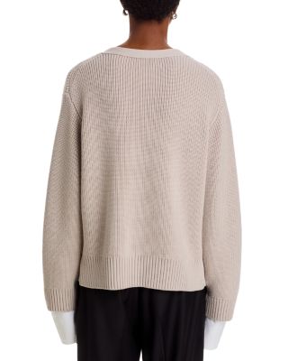 Cable Knit V Neck Boyfriend Cardigan