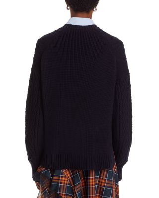 Cable Knit Double Layer Wool Sweater