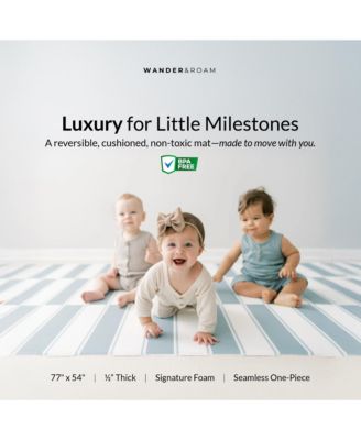  Reversible Baby Playmat - Antelope + Stripe Design – Soft, Non-Toxic Foam – Waterproof, Easy to Clean