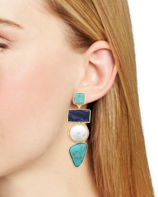 Statement Stone Linear Earrings - Exclusive 