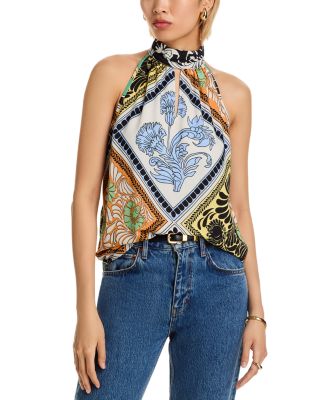 T Tahari - Halter Neck Printed Blouse