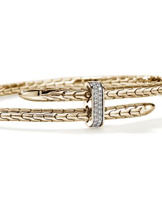 14K Yellow Gold Diamond Spear Flex Cuff Bracelet