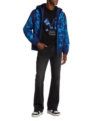 Printed Zip Front Hooded Jacket