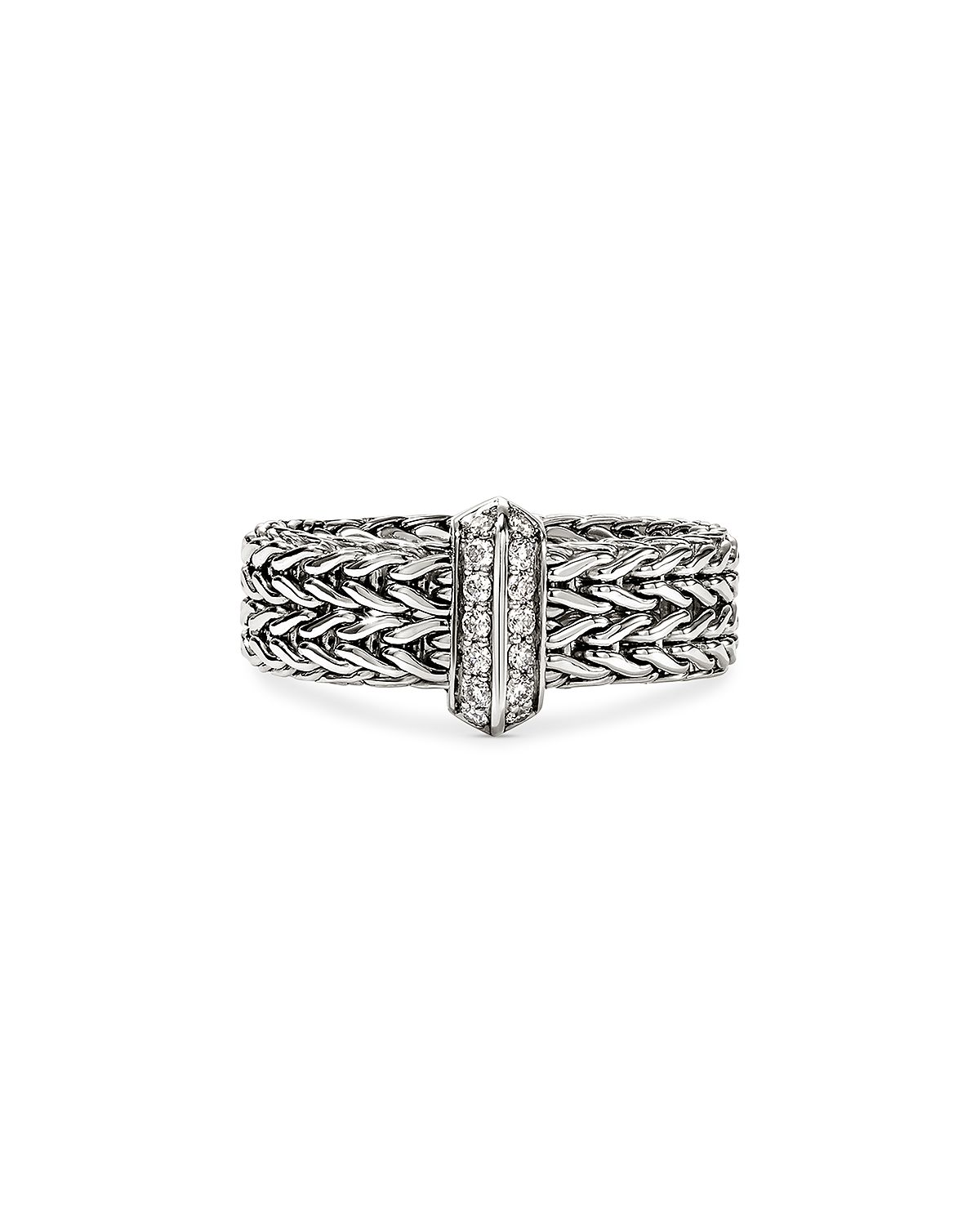 John Hardy Sterling Silver Diamond Icon Link Ring