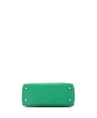 Kelly 25 Handbag Green Swift with Palladium Hardware