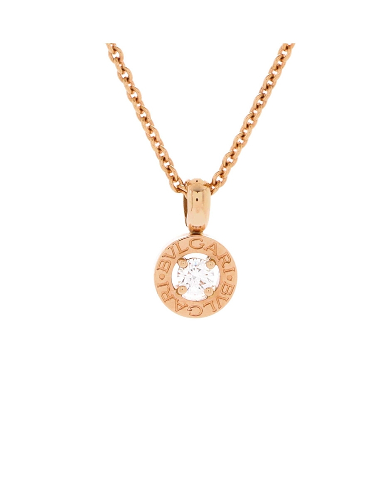 Pre-owned Pre-owned Bvlgari Bvlgari Pendant Necklace 18k Rose Gold With Diamond In Pink