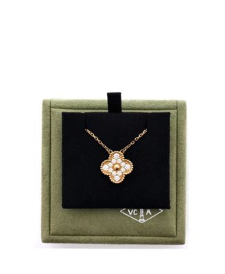 Vintage Alhambra Pendant Necklace 18K Gold and Diamonds