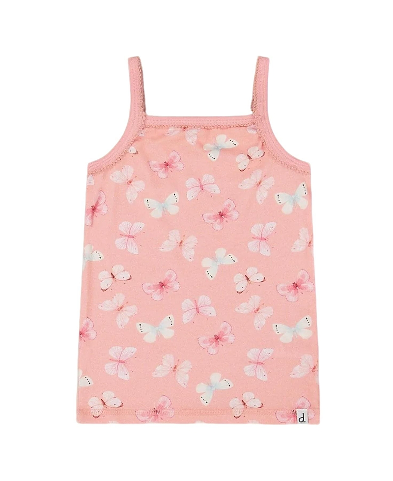 Deux Par Deux Girls' Printed Organic Butterflies Cotton Tank Top - Little Kid, Big Kid