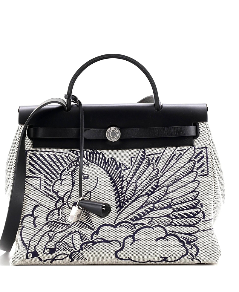 Pre-owned Pre-owned Hermes Hermes 31 Herbag Zip Pegase Pop Toile And Leather In Multi