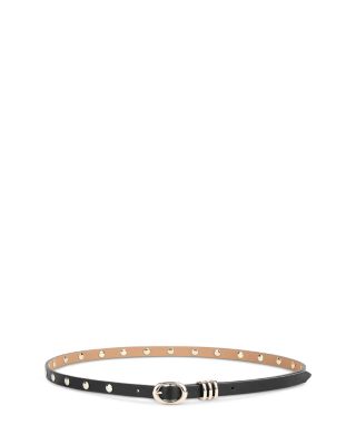 Women's Classic Studded Skinny Leather Belt