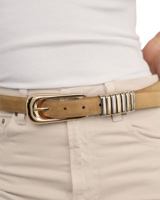 Women's Metal Core Brown Suede Leather Belt