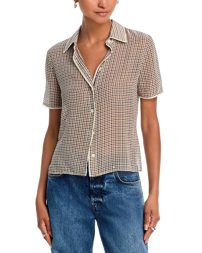 Frame The Houndstooth Top Houndstooth Multi In Brown