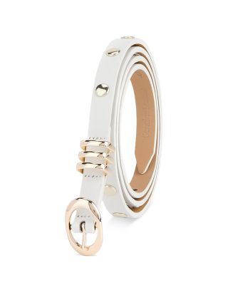 Women's Classic Studded Skinny Leather Belt