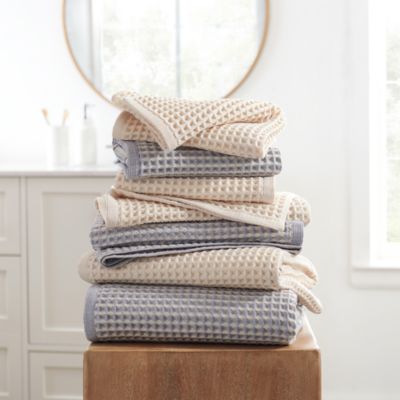 PURE Yarn Dyed Waffle Cotton Bath and Hand Towel 4-Piece Set