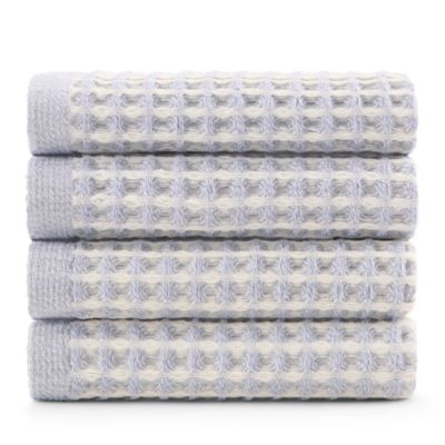 PURE Yarn Dyed Waffle Cotton 4-Piece Washcloth Set