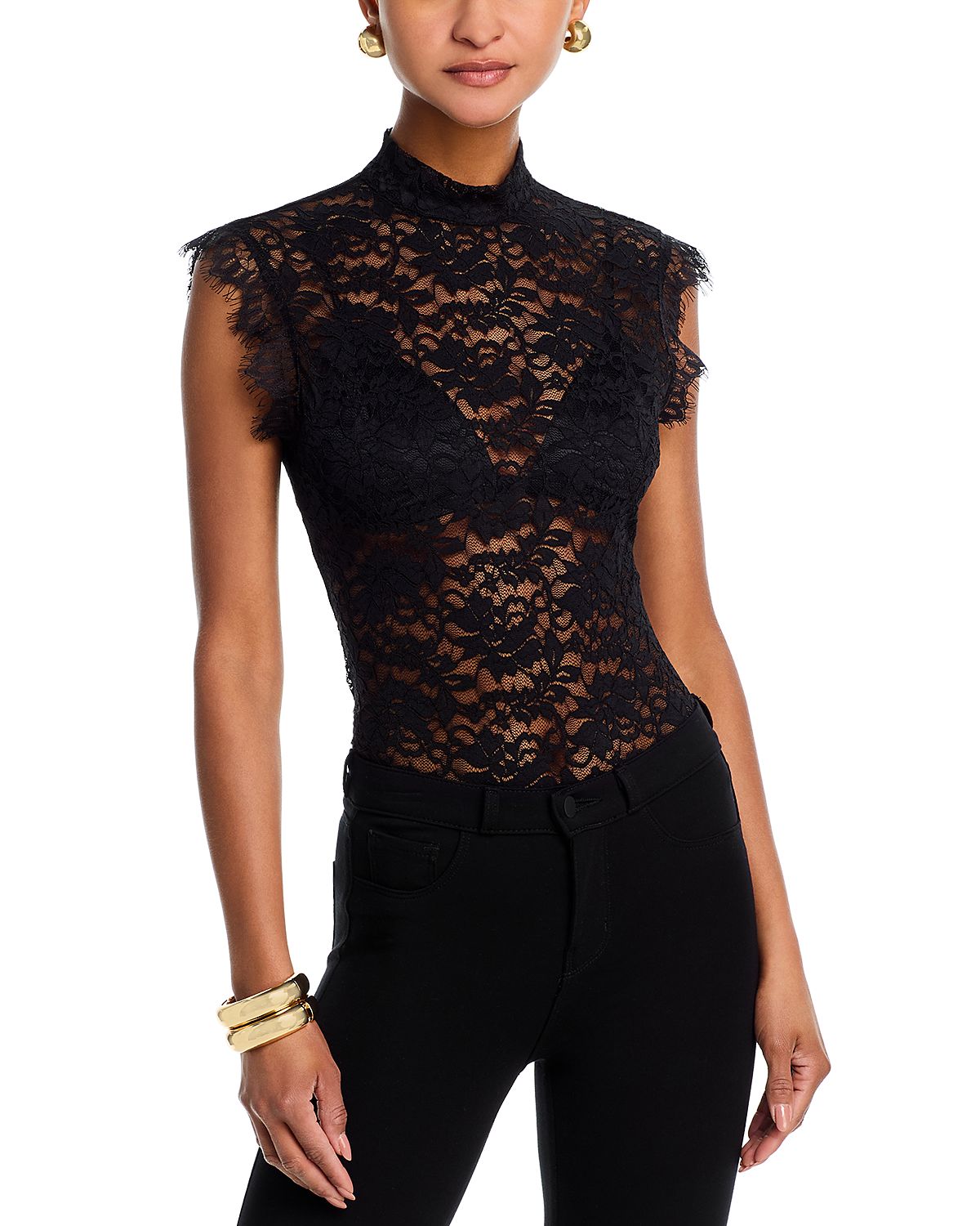 Aqua Mock Neck Lace Tank Top - Exclusive