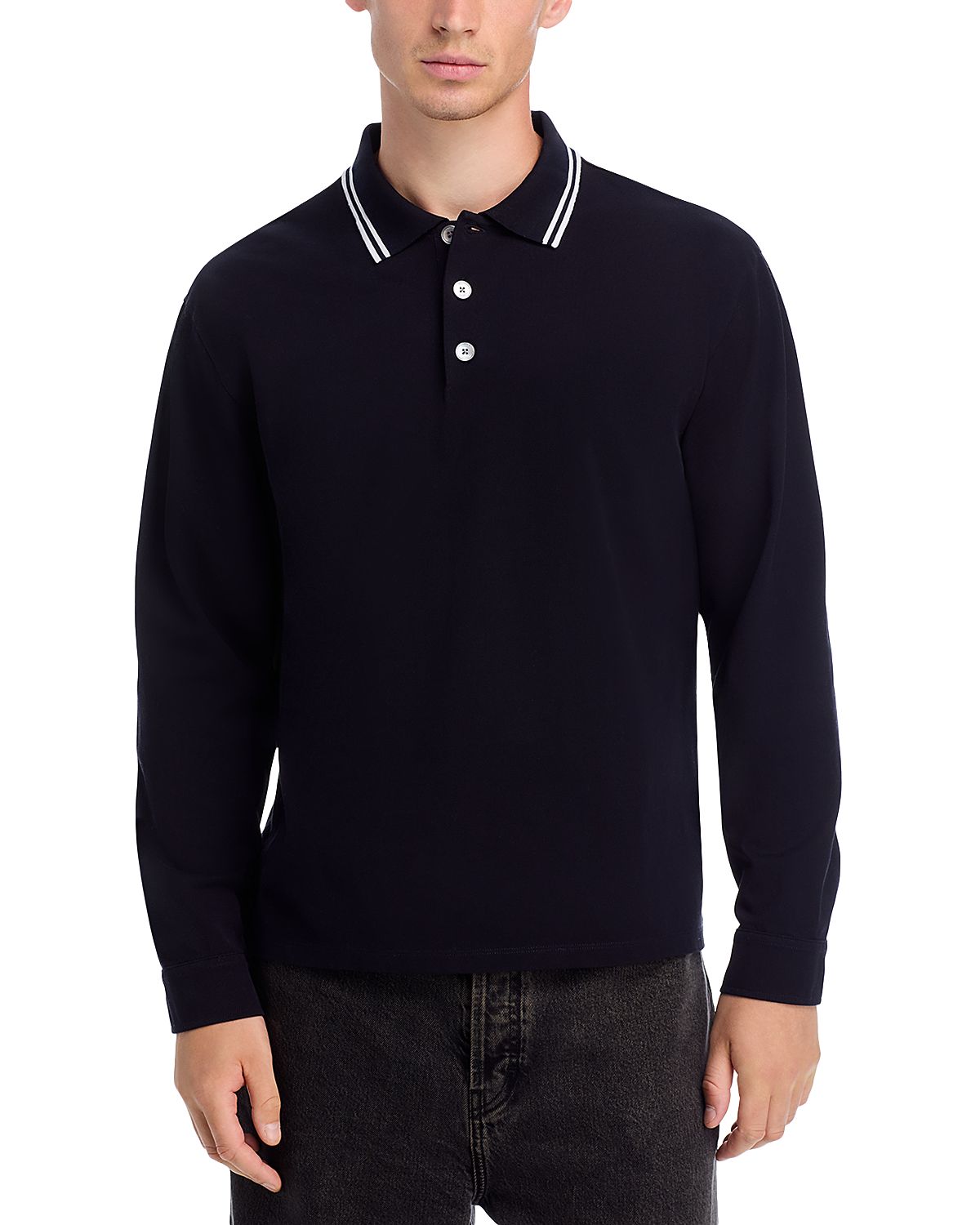 Frame Pique Regular Fit Long Sleeve Polo Shirt