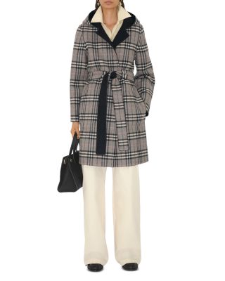 Reversible Wool Hooded Wrap Coat