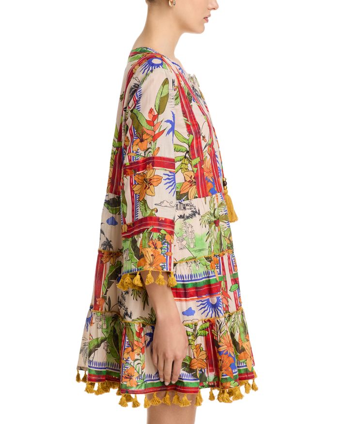 Printed Split V Neck Dress