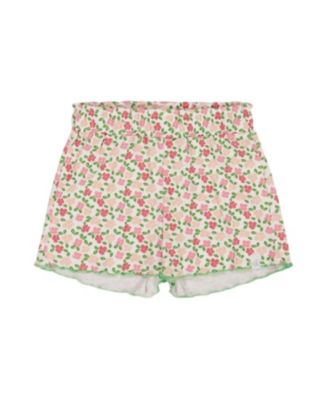 Deux par Deux - Girls' Printed Ribbed Short Small Flowers Background - Little Kid