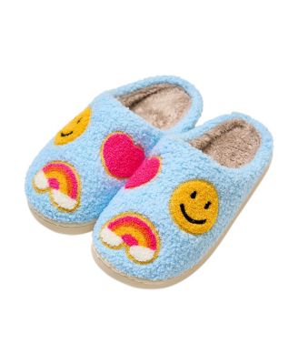Malibu Sugar - Girls' Happy Face, Rainbow, Hearts Slippers - Big Kid