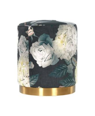  Opal Velvet Ottoman with Gold Base in Cream