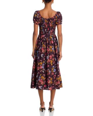 Floral Puff Sleeve Midi Dress - Exclusive 