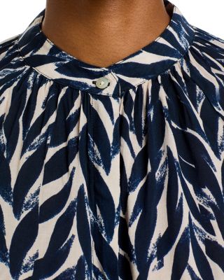 Long Sleeve Shirred Blouse