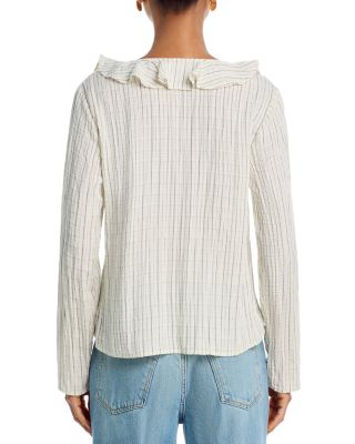 Linen Ruffle Tie Neck Top