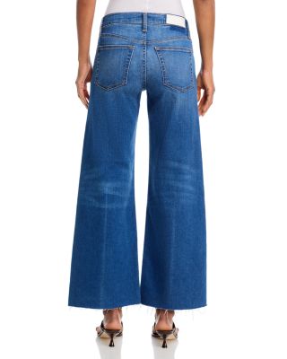 Mid Rise Wide Leg Ankle Jeans in Viper Blue
