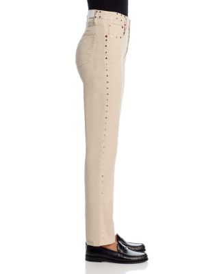 70&#39;s Studded Stovepipe High Rise Jeans in Vintage Pearl Stud