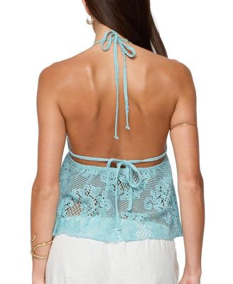 Sheer Crochet Babydoll Halter Top
