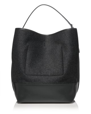 Doubl&eacute; Belted Wool and Leather Trim Tote