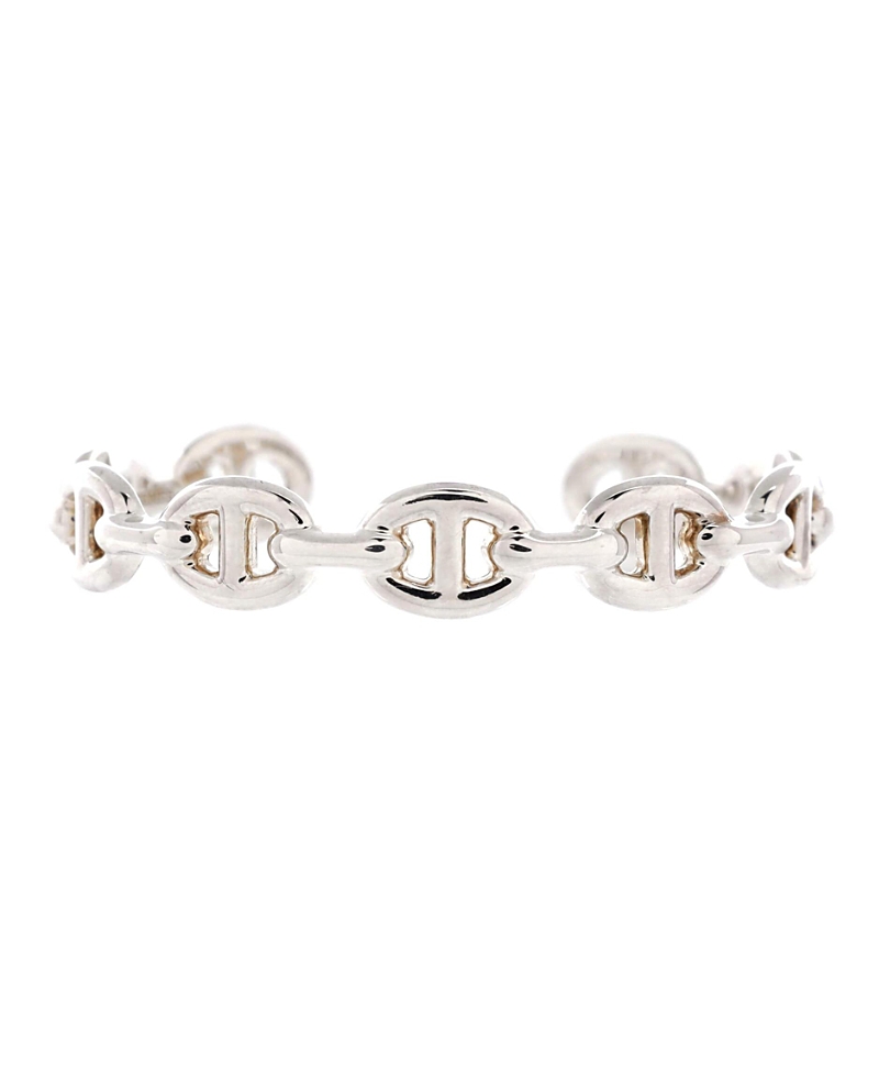 Shop Pre-owned Hermes Hermes Medium Chaine D'ancre Enchainee Cuff Bracelet Sterling Silver
