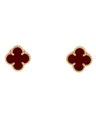 Pre-Owned Van Cleef & Arpels - Sweet Alhambra Stud Earrings 18K Rose Gold and Carnelian