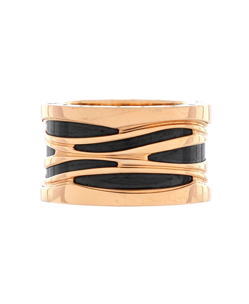 Pre-owned Pre-owned Bvlgari Bvlgari B. Zero1 Design Legend Zaha Hadid Four Band Ring 18k Rose Gold With Ceramic