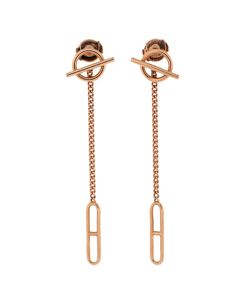 PRE-OWNED HERMES PRE-OWNED HERMES ECHAPPEE DROP EARRINGS 18K ROSE GOLD
