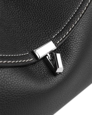 T-Lock Grained-Leather Convertible Top Handle Bag in Black