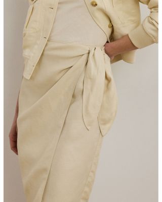 Linen Blend Twill Wrap Skirt