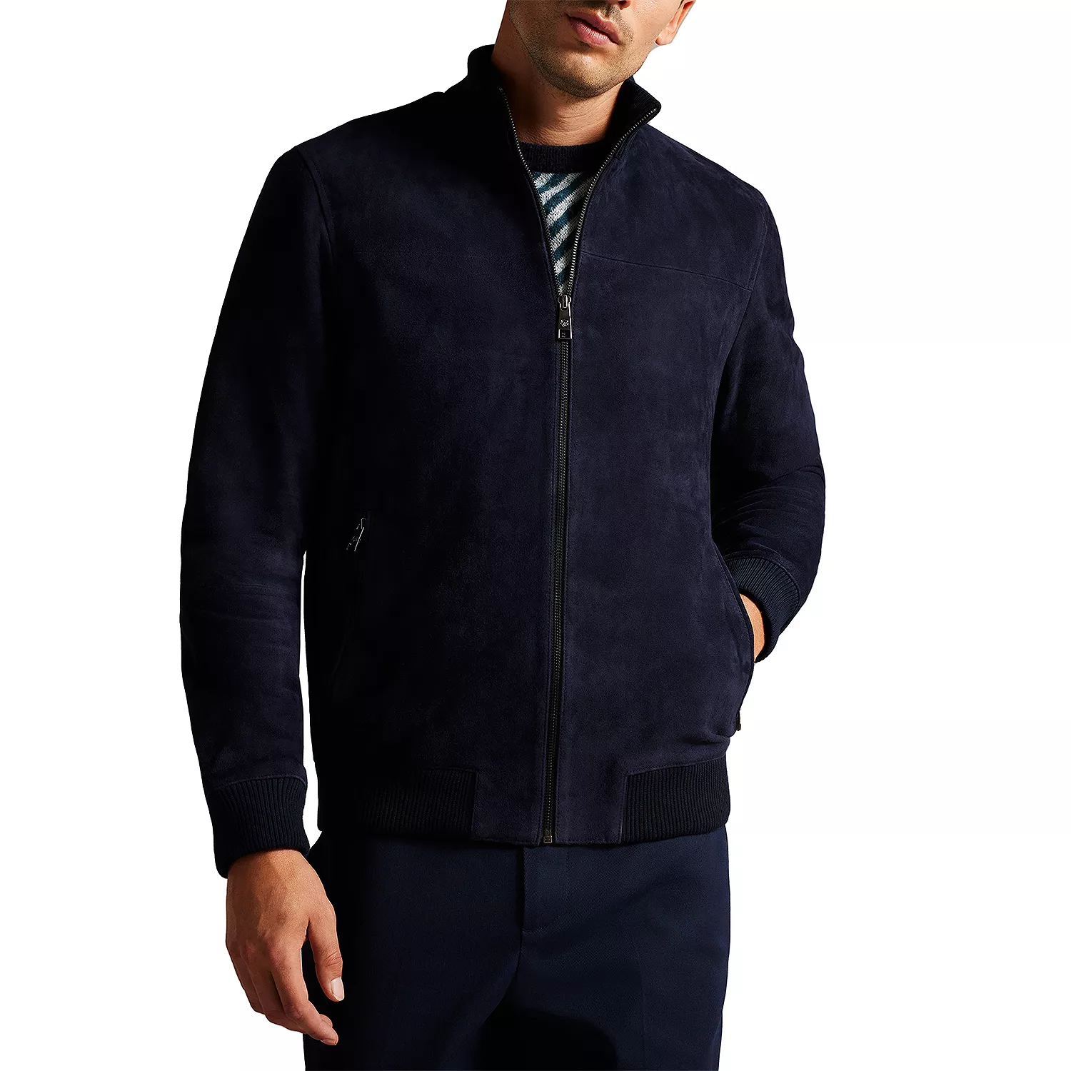 Ted Baker Peveril Suede Funnel Neck Bomber Jacket