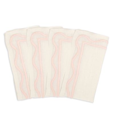 Colorblock Embroidered Linen Napkins, Set of 4
