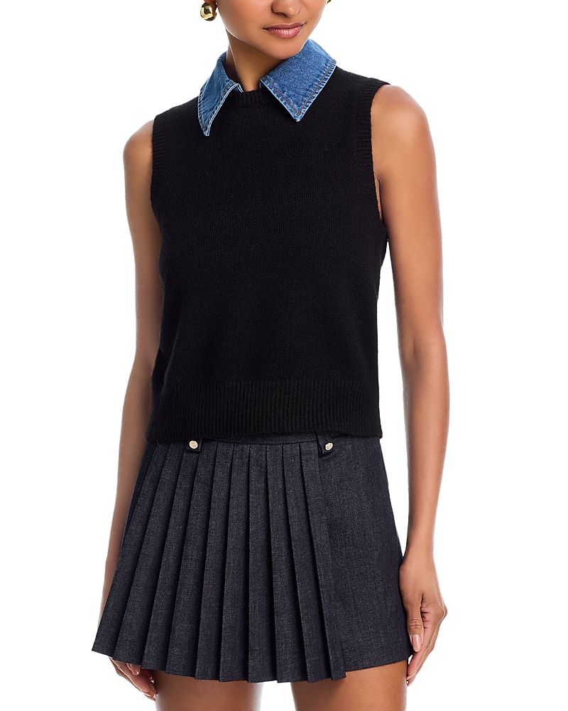 French Connection Ellie Collared Sweater Vest In Black
