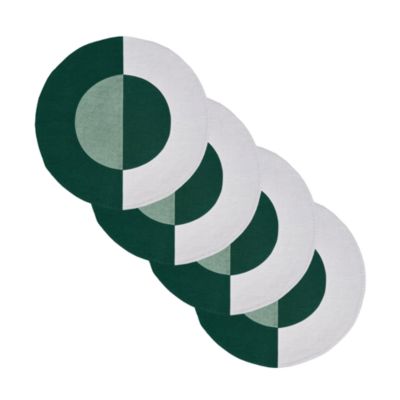 Bauhaus Embroidered Linen Round Placemats, Set of 4