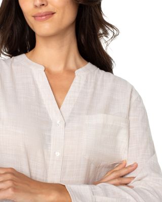 Long Sleeve Button Front Woven Top