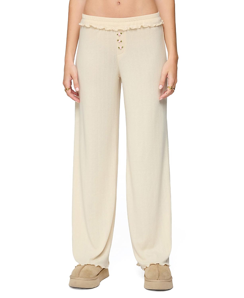 Edikted Posy Ruffle Pointelle Pants In Neutral
